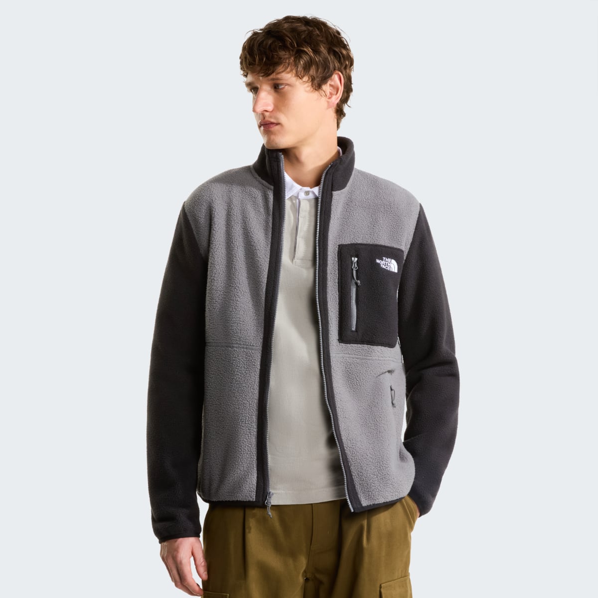The North Face Yumiori Fleece Men's Jacket | Smoked Pearl-TNF Black