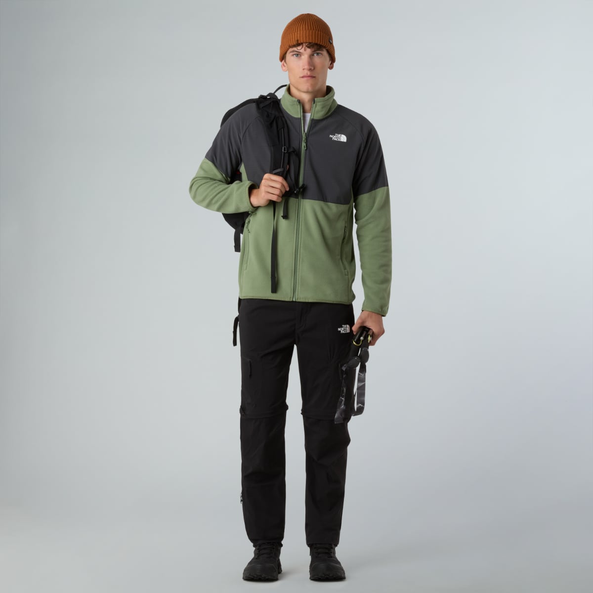 The North Face Glacier Heavyweight Fleece Men's Jacket | Bark Mist-Asphalt Grey