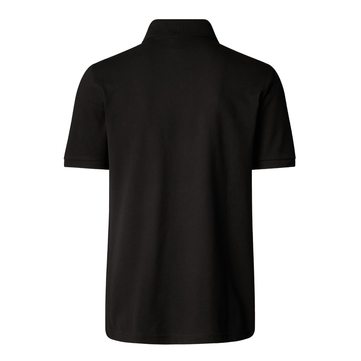 Black The North Face Essential Regular men's polo shirt viewed from the back.