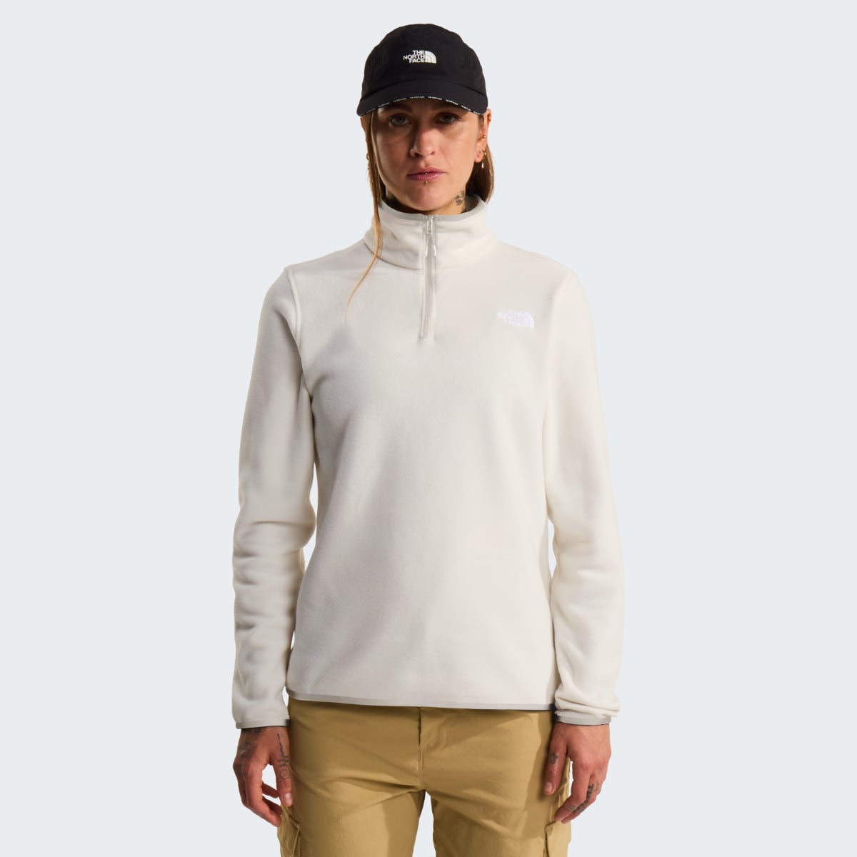 The North Face 100 Glacier 1/4 Zip Fleece Women's Jacket | White Dune