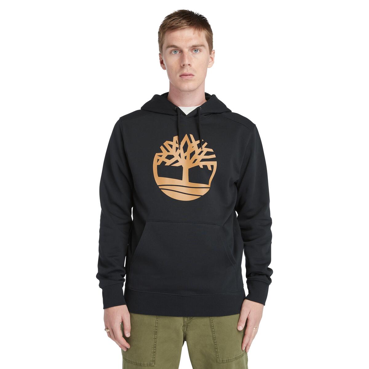 Timberland Tree Logo Hoodie Men's Top | Black