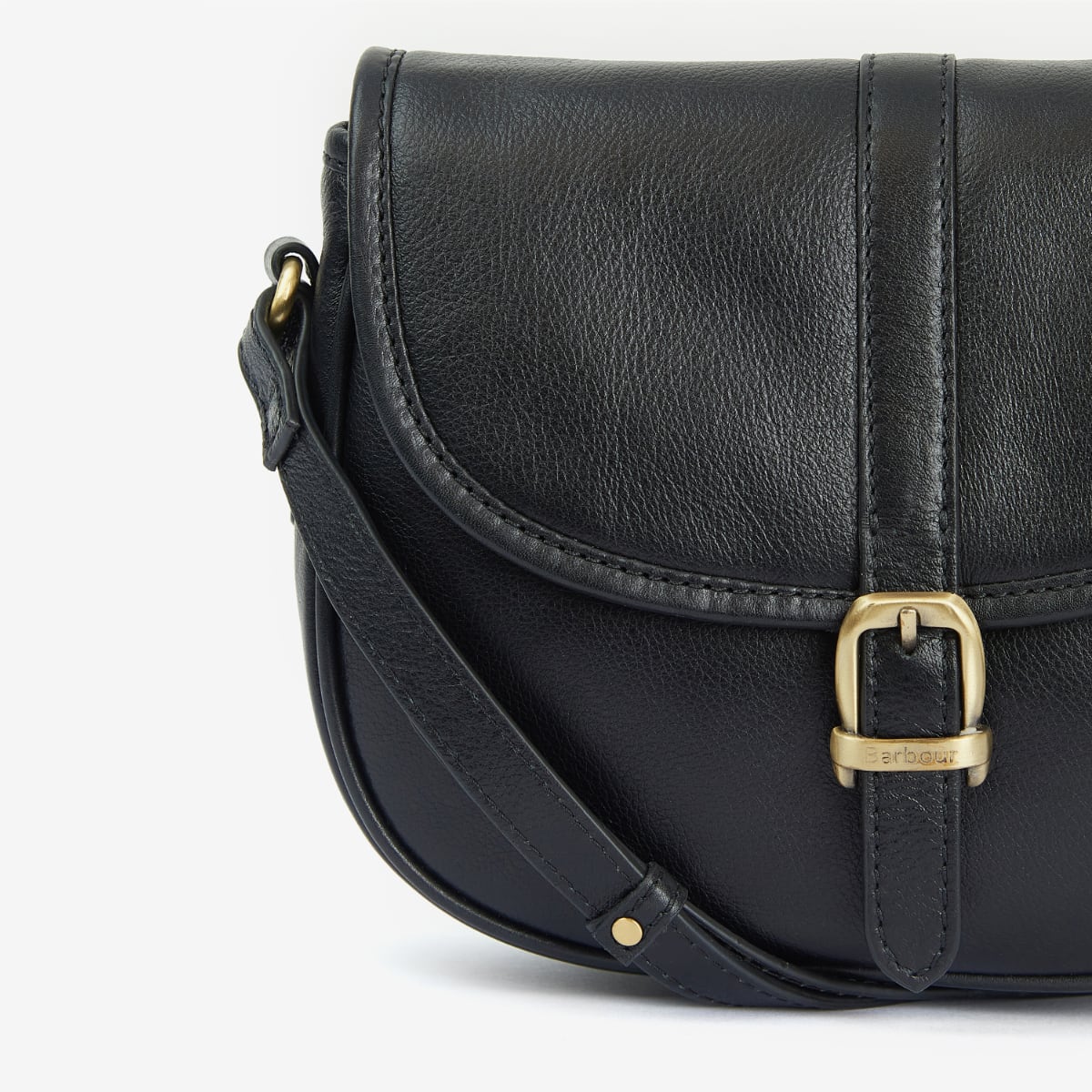 Barbour Laire Leather Medium Saddle Bag | Black