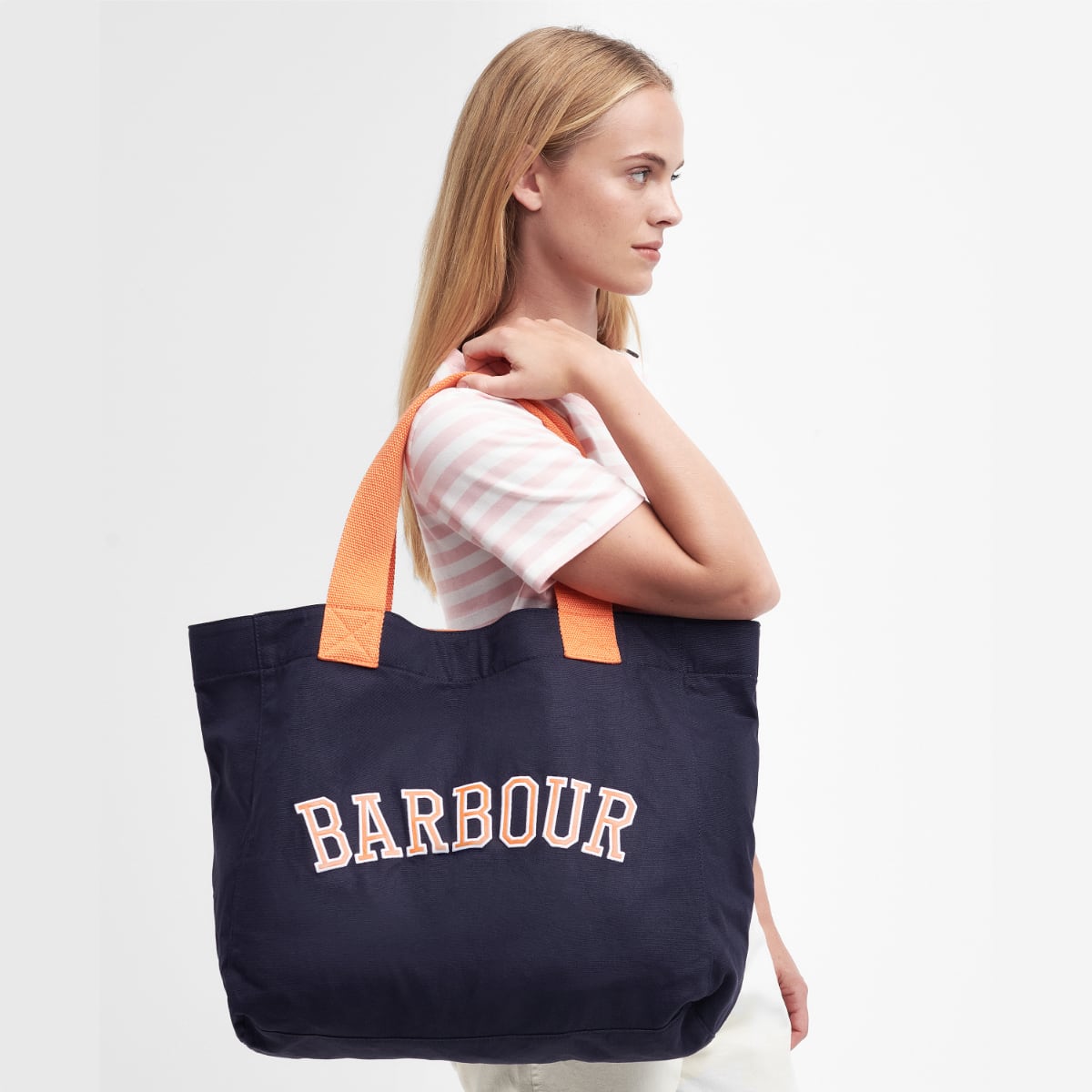 Barbour Logo Holiday Tote Bag | Navy