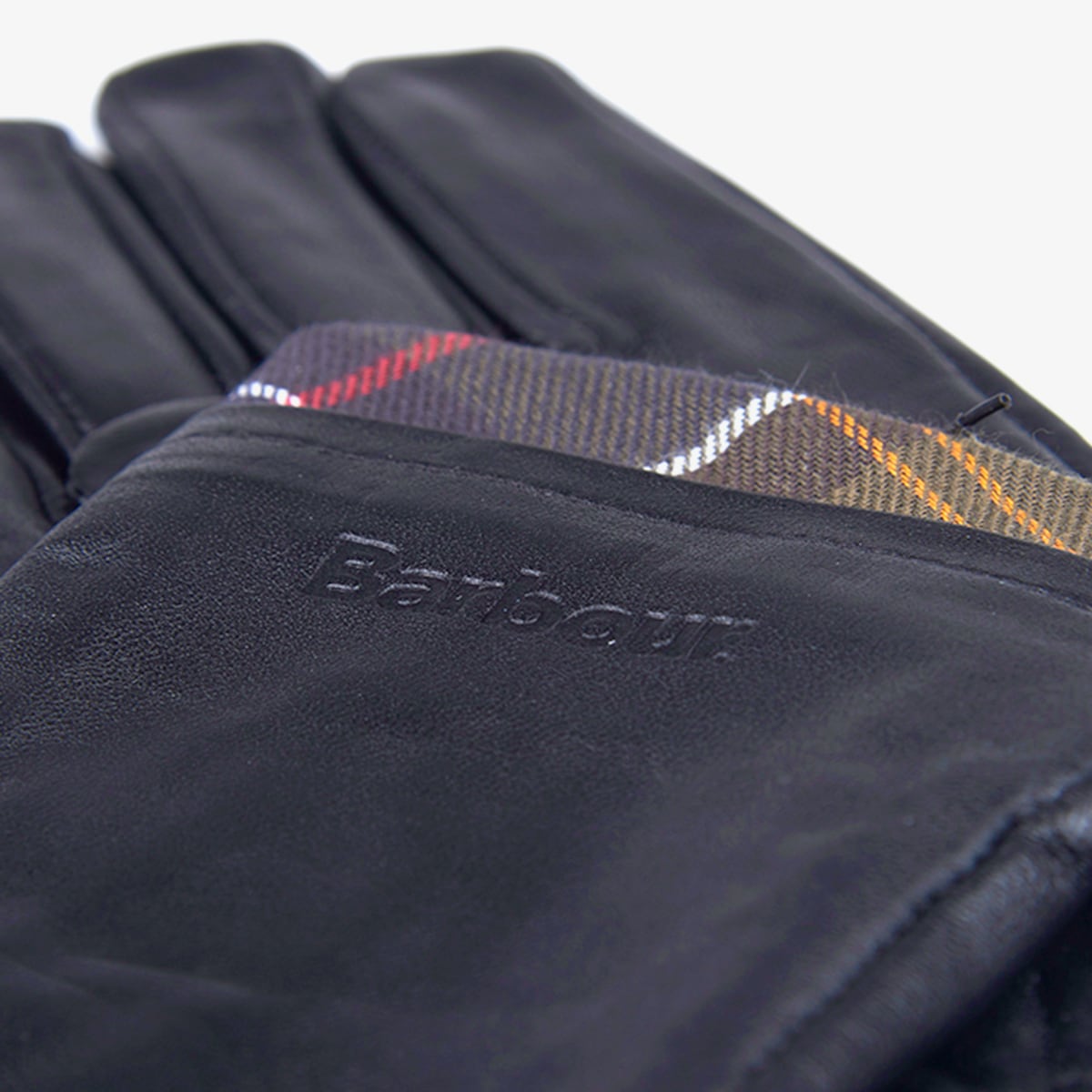 Barbour Tartan Trimmed Leather Women's Gloves | Black-Classic