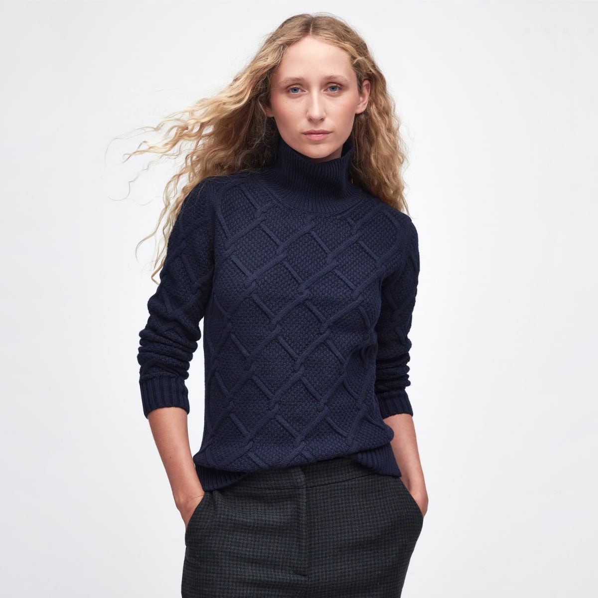 Barbour Burne Roll Neck Women's Knit | Navy