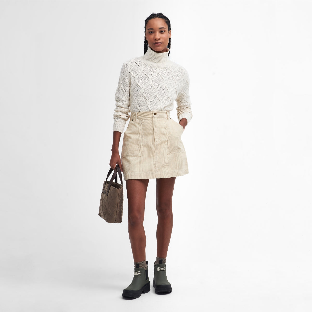 Barbour Burne Roll Neck Women's Knit | Ecru