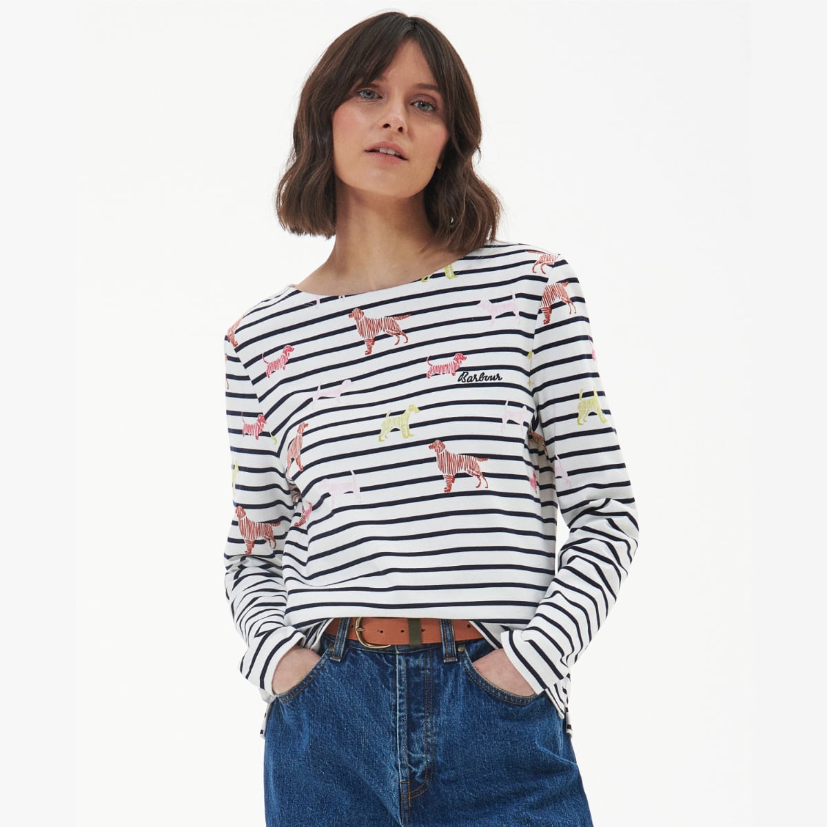 Barbour Women's Hawkins Print Top | Off White Dog Print