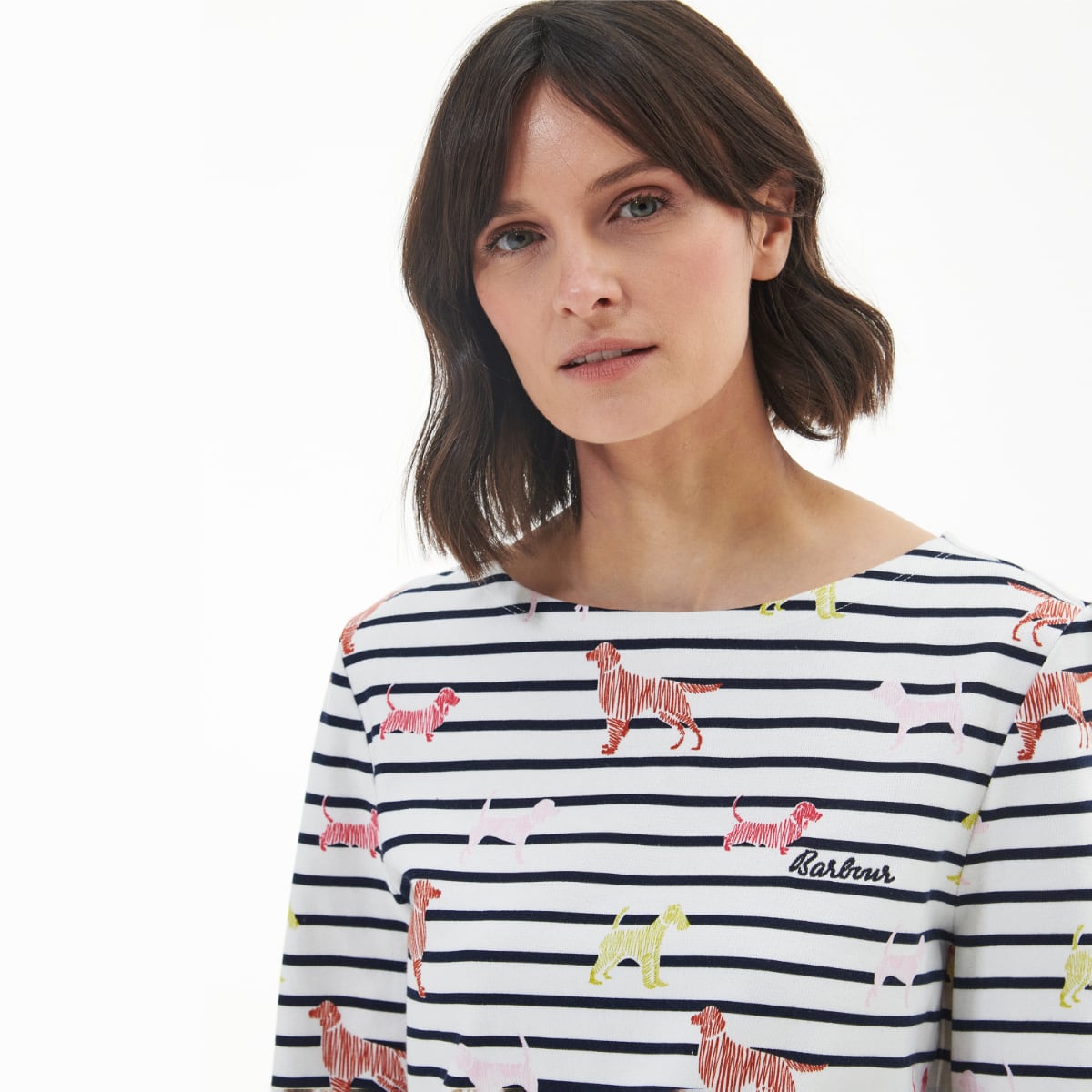 Barbour Women's Hawkins Print Top | Off White Dog Print