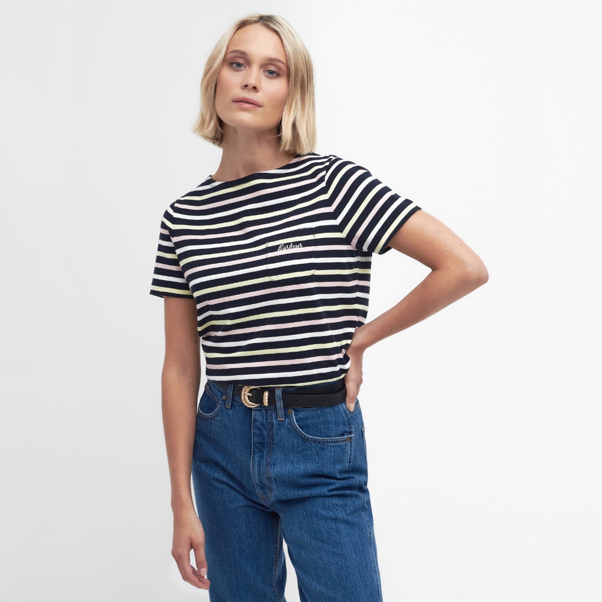 Barbour Women's Bradley Top | Navy Stripe (Yellow & Pink Stripe)