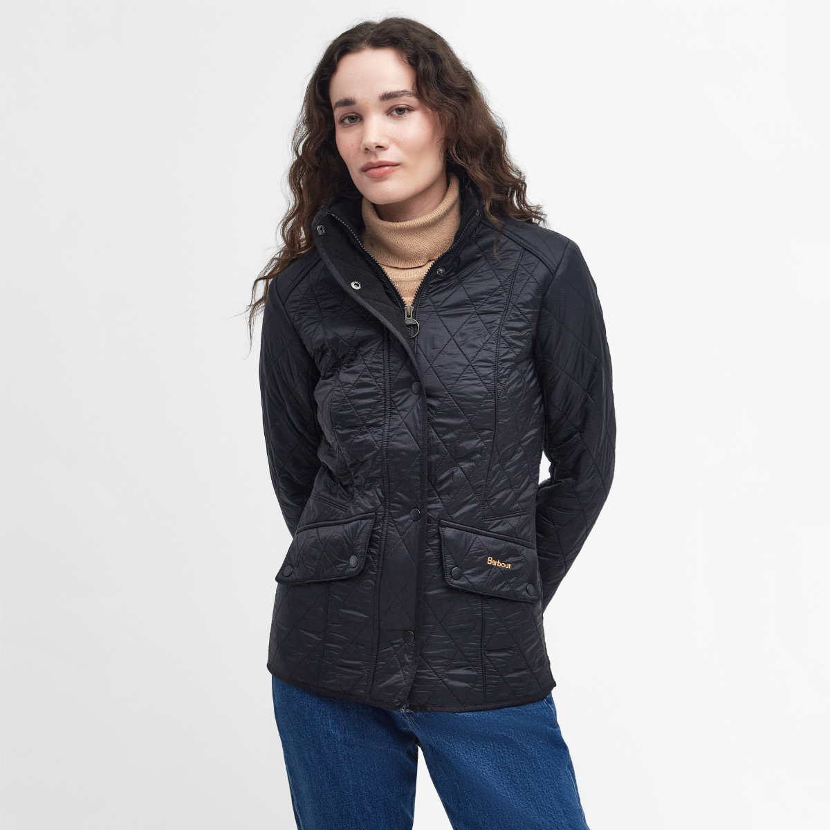 Barbour Cavalry Polarquilt Black on model