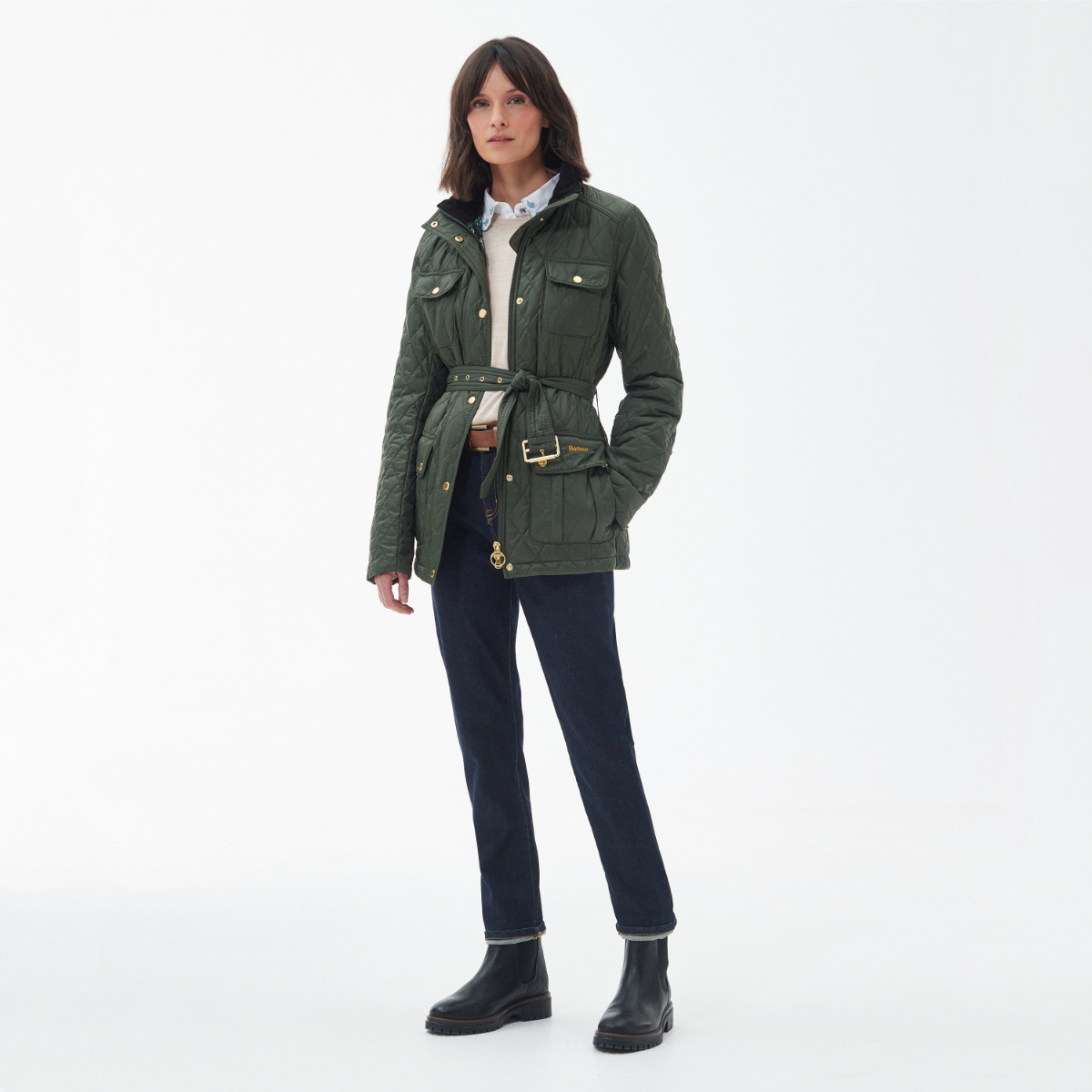 Barbour Belted Country Utility Women's Quilted Jacket | Olive