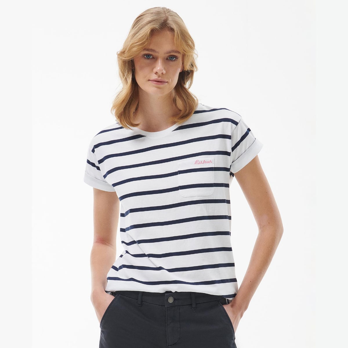 Barbour Otterburn Stripe Women's Tee | White-Navy