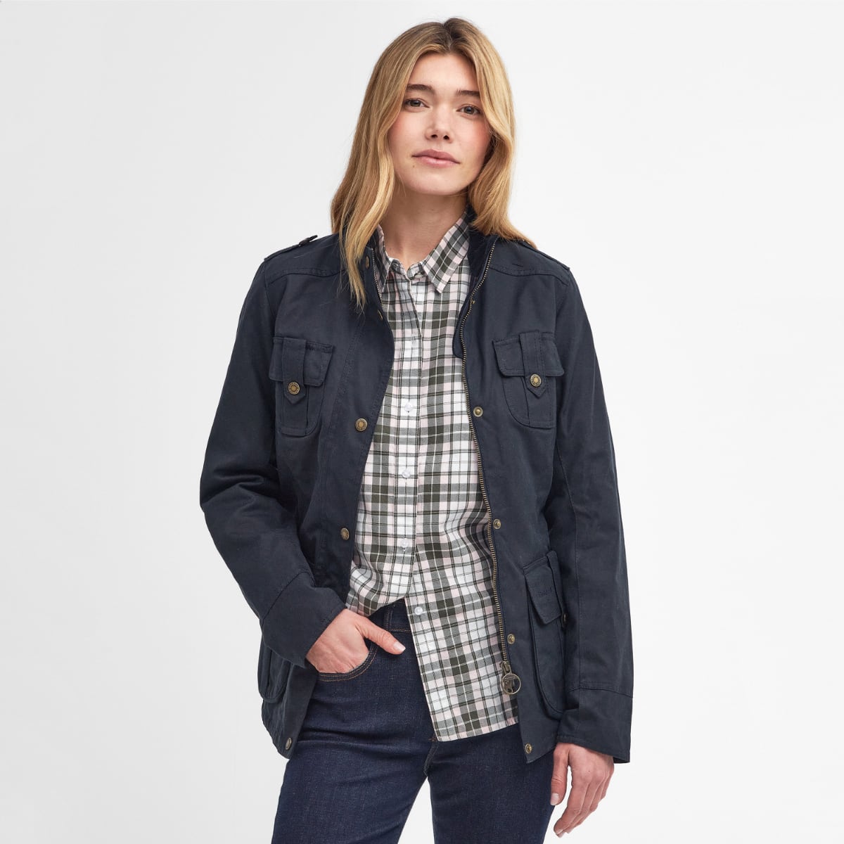 Barbour Winter Defence Women's Waxed Jacket | Navy