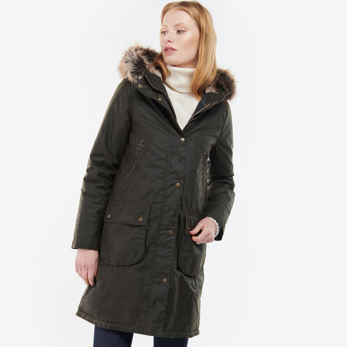 Barbour Stavia Women's Waxed Jacket | Olive