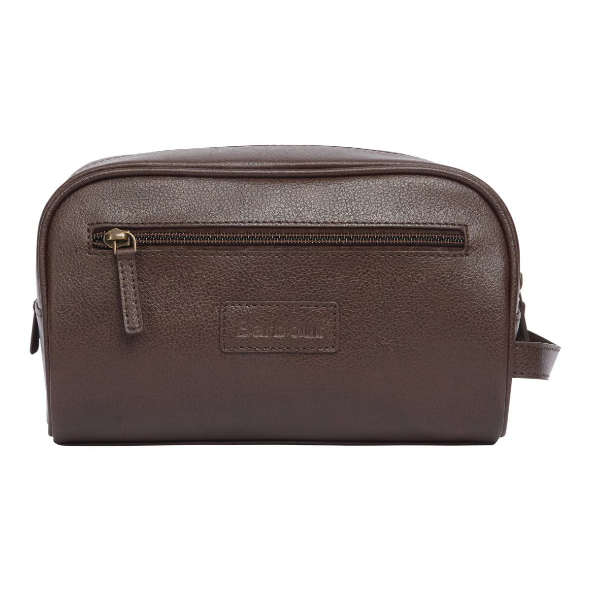 Barbour Leather Washbag | Dark Brown