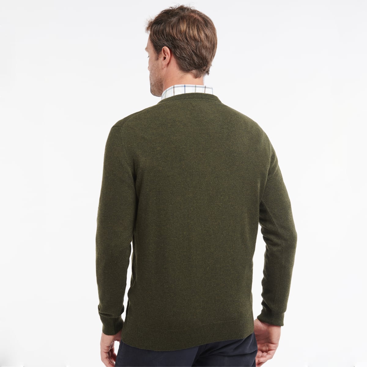 Barbour Essential Lambswool V Neck Men's Jumper | Seaweed