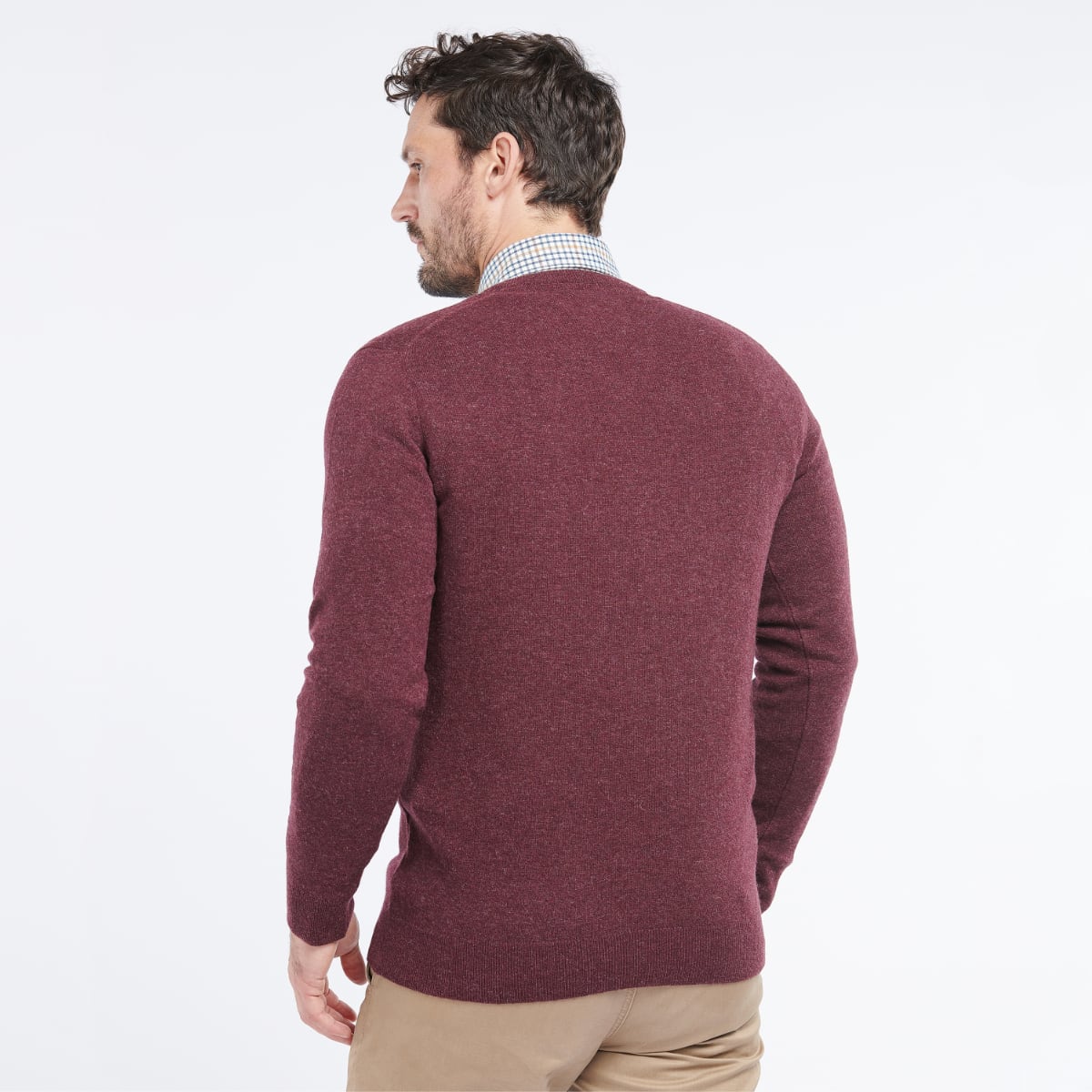 Barbour Essential Lambswool V Neck Men's Jumper | Merlot