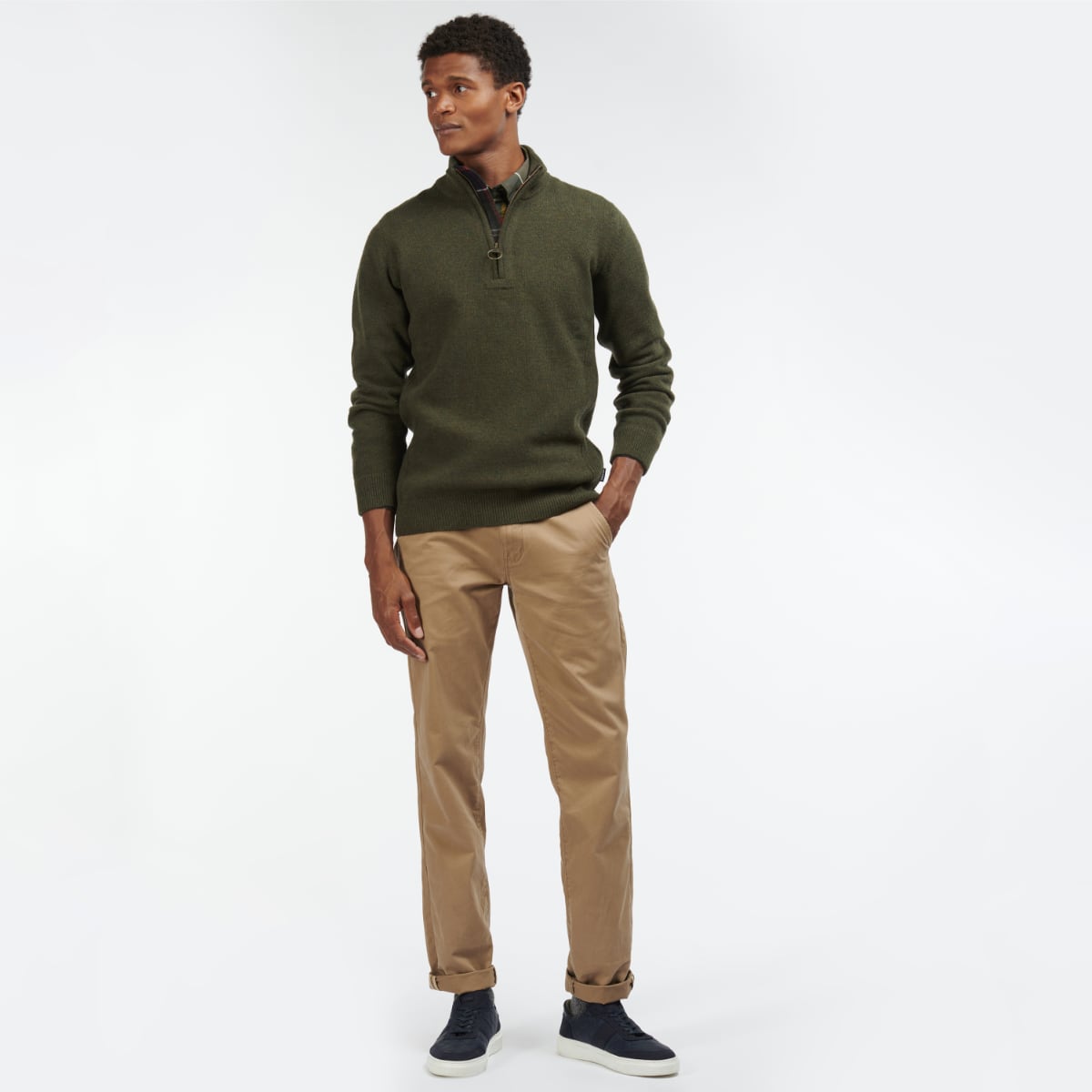 Barbour Holden Half Zip Men's Jumper | Olive Marl