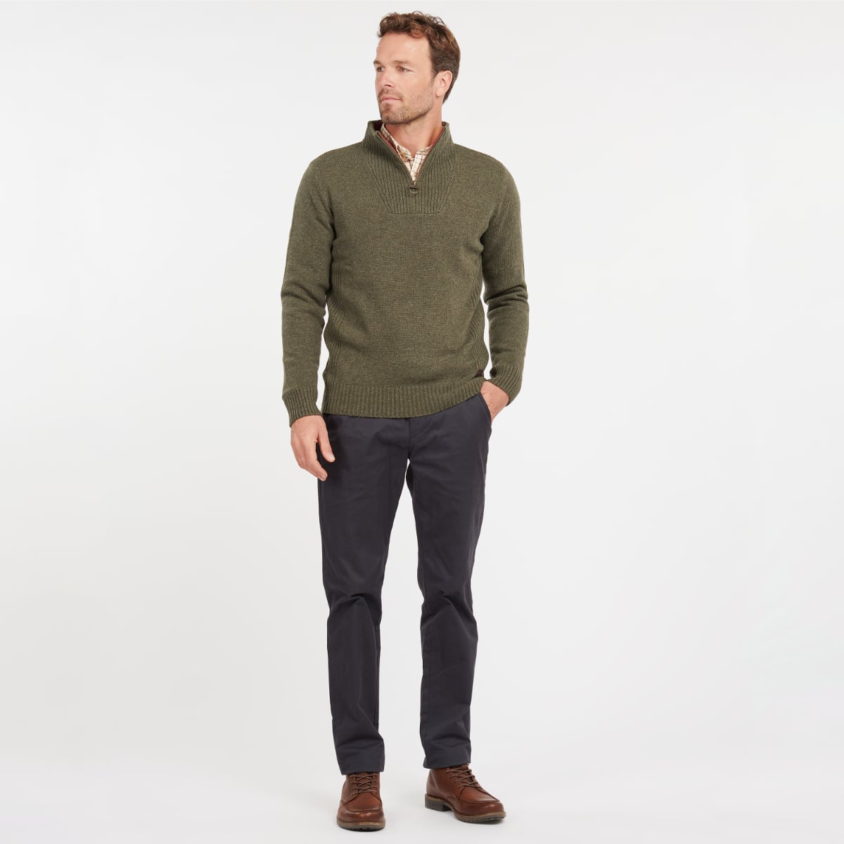 Barbour Nelson Essential Half Zip Men's Jumper | Seaweed