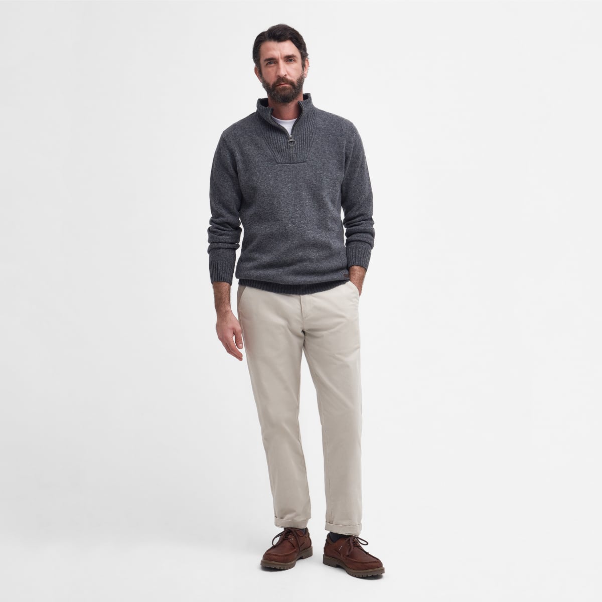 Barbour Nelson Essential Half Zip Men's Jumper | Storm Grey