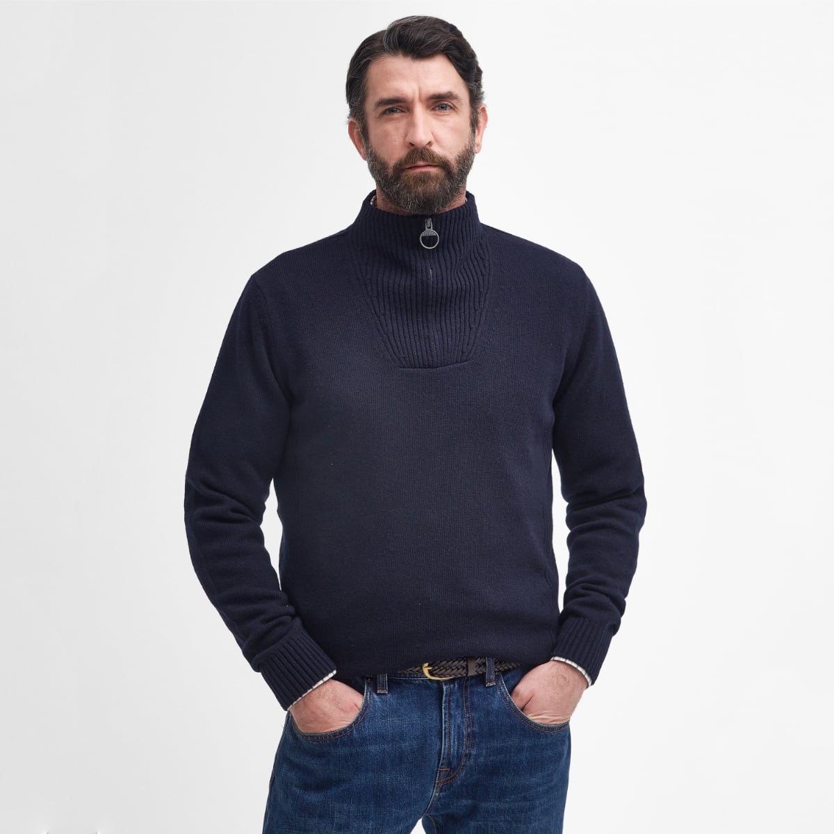 Barbour Nelson Essential Half Zip Men's Jumper | Navy