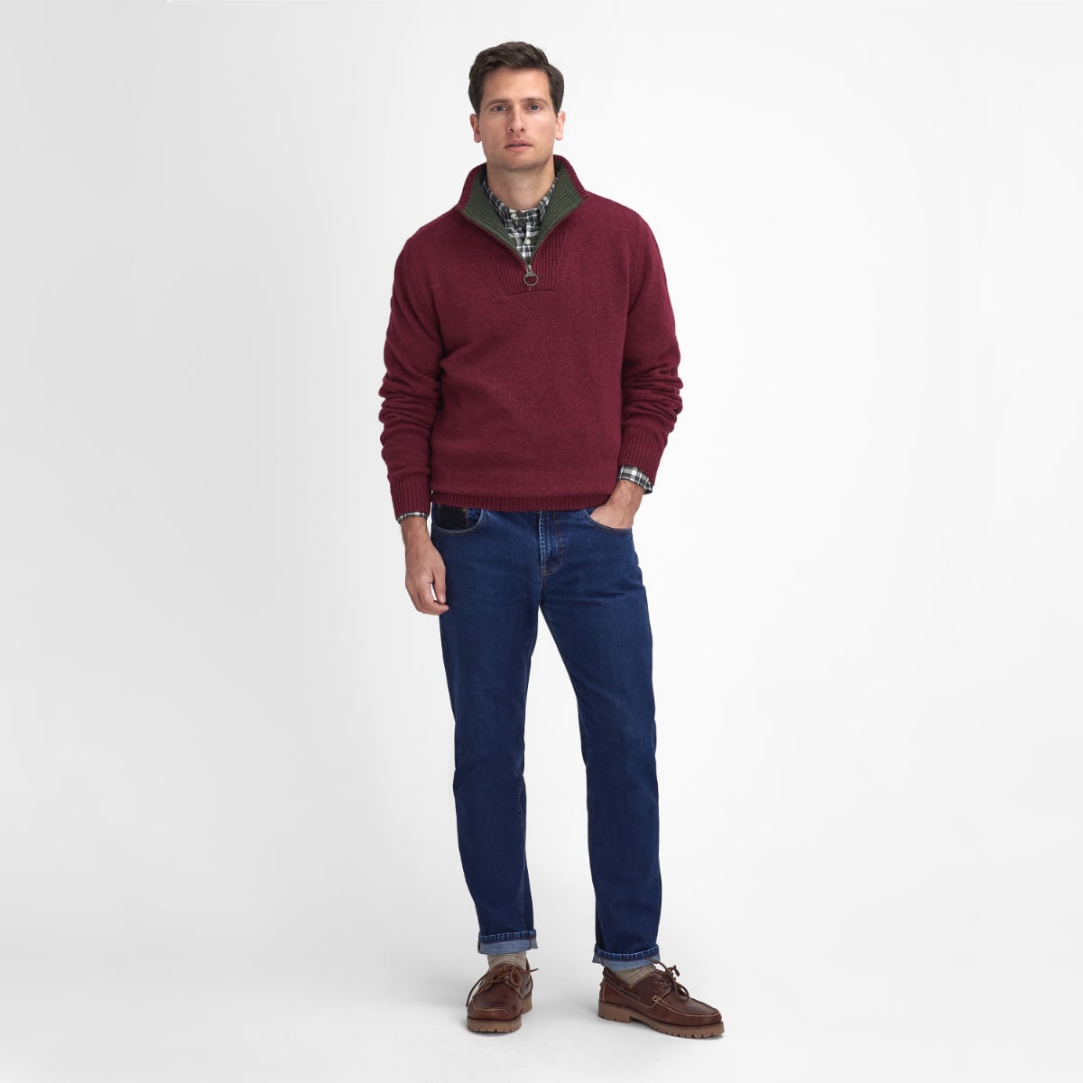 Barbour Nelson Essential Half Zip Men's Jumper | Port