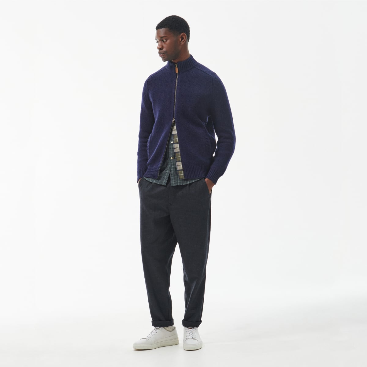 Barbour Calder Zip Through Men's Jumper | Navy