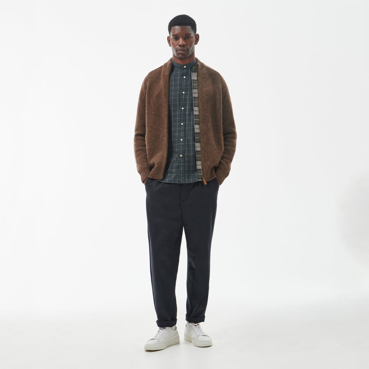 Barbour Calder Zip Through Men's Jumper | Olive Tweed