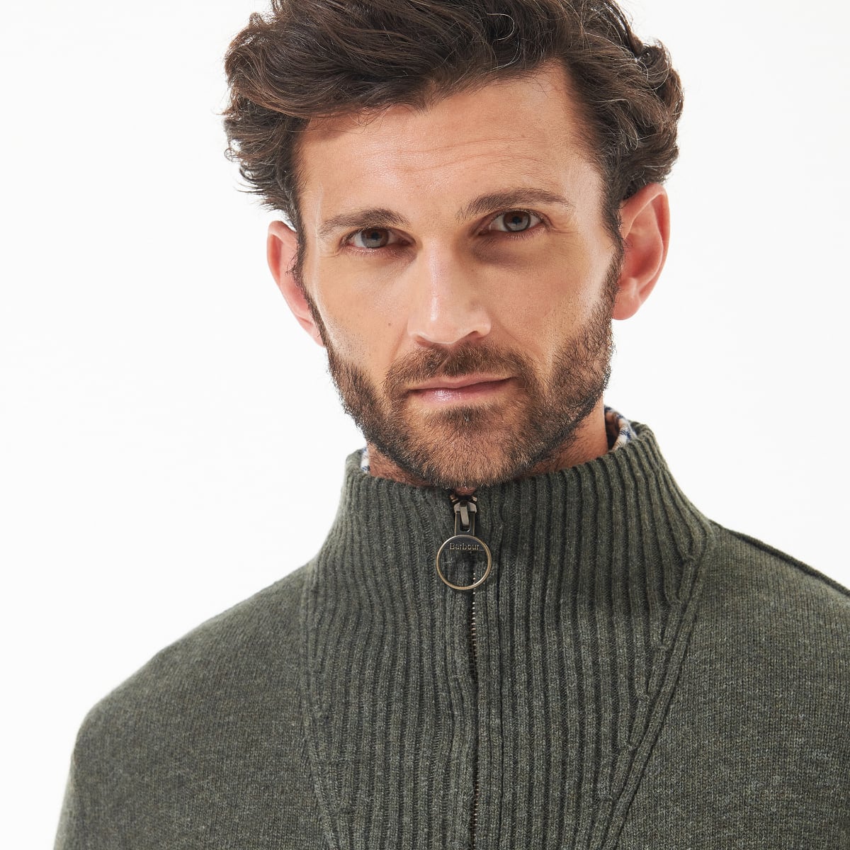 Barbour Nelson Essential Full Zip Men's Cardigan | Seaweed