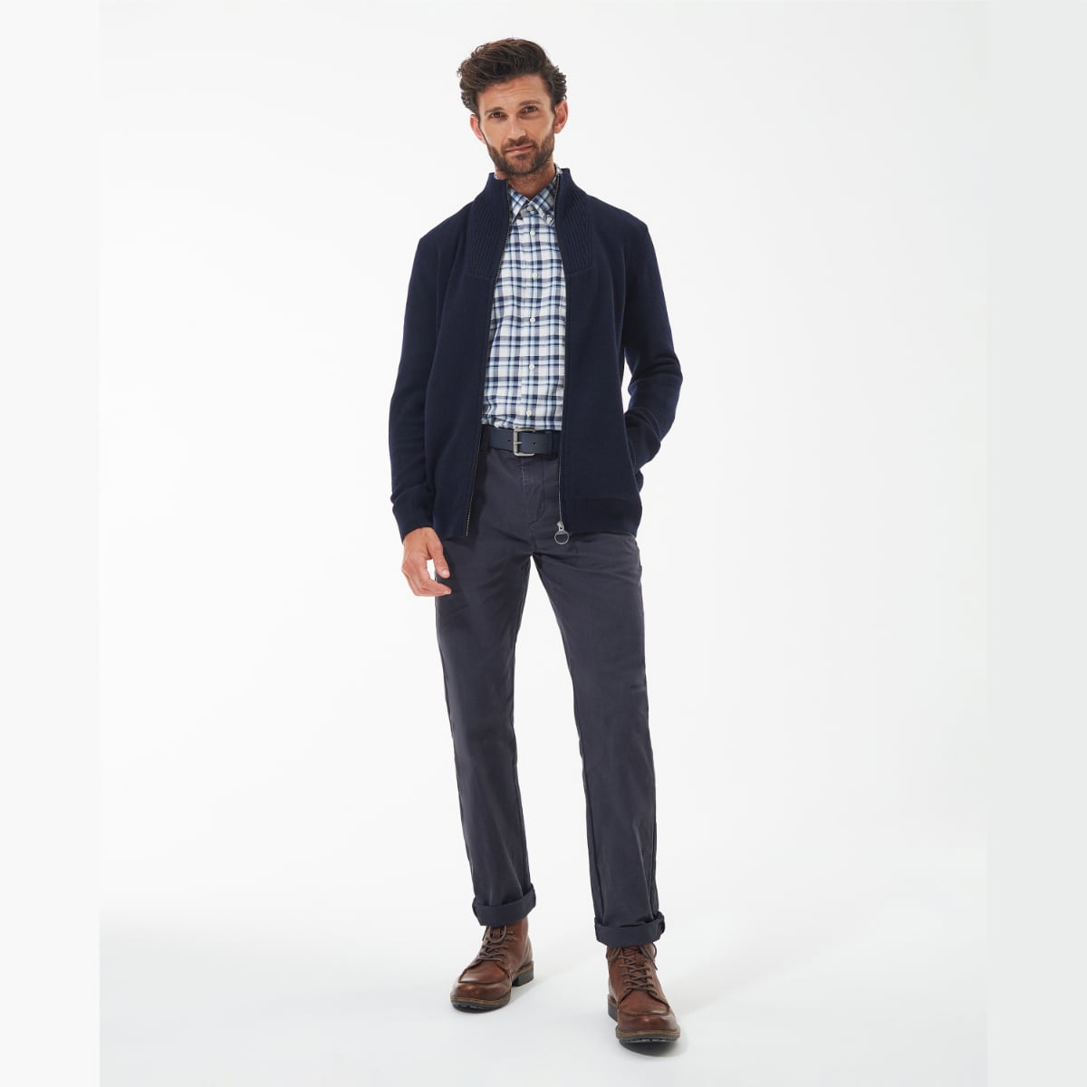 Barbour Nelson Essential Full Zip Men's Cardigan | Navy