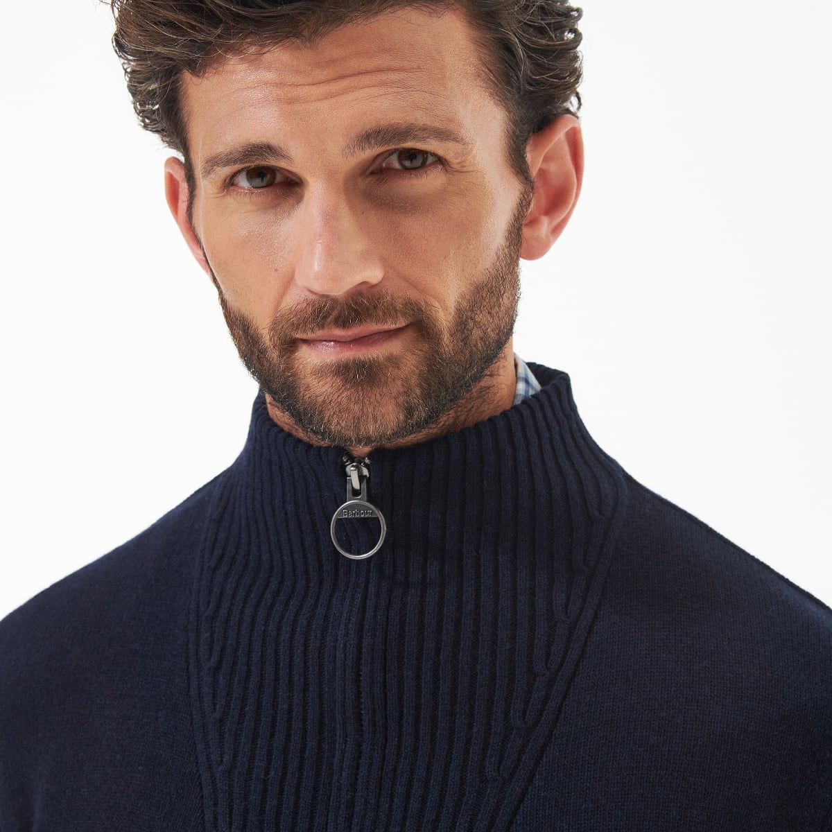 Barbour Nelson Essential Full Zip Men's Cardigan | Navy