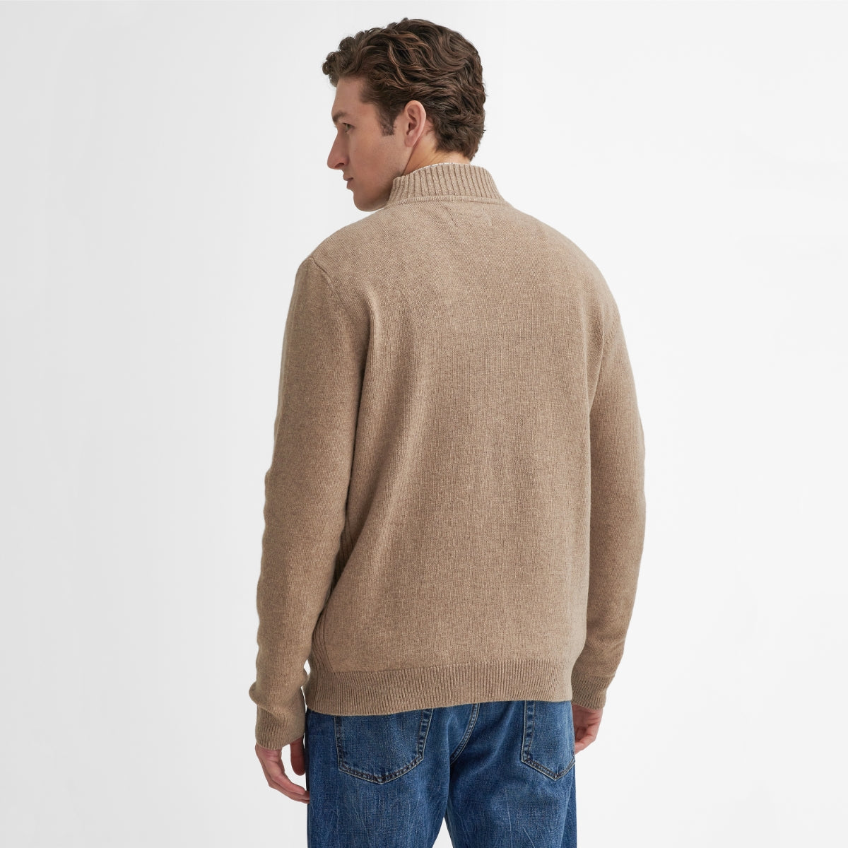 Barbour Nelson Essential Full Zip Men's Cardigan | Stone