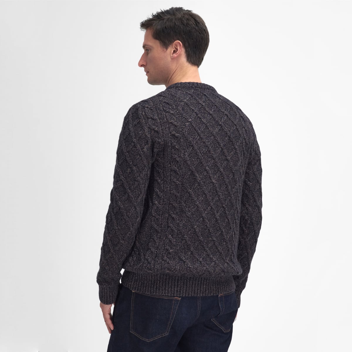 Barbour Stowford Cable-Knit Crew Neck Sweater | Navy Mix