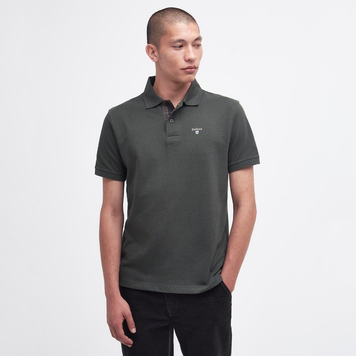 Barbour Tartan Pique Men's Polo Shirt | Forest Green