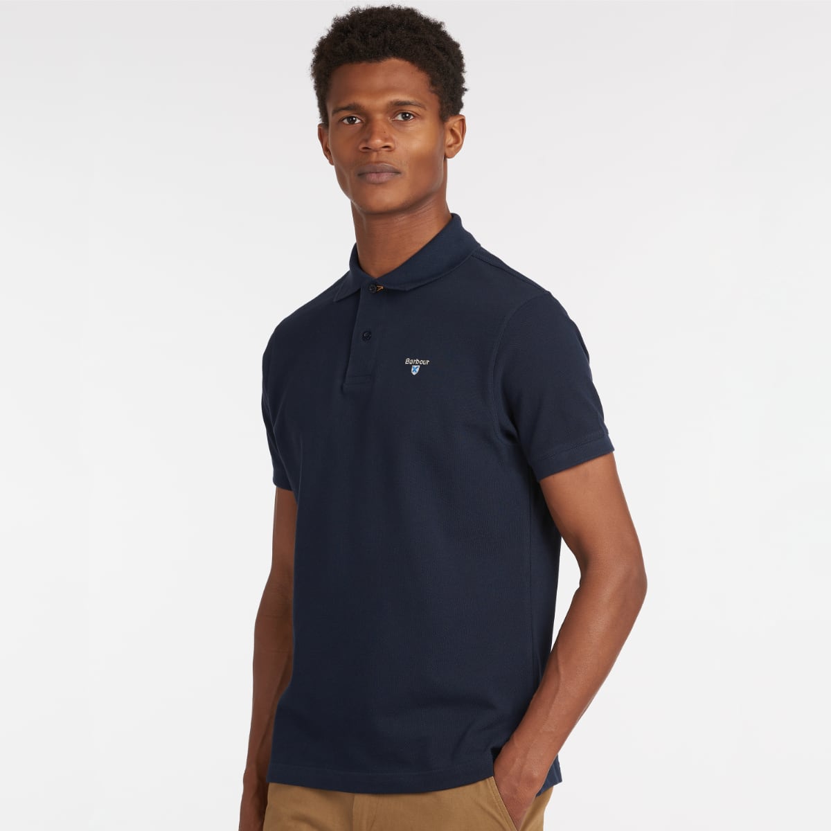 Barbour Tartan Pique Men's Polo Shirt | New Navy