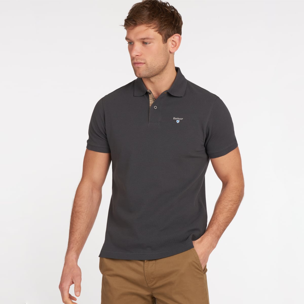 Barbour Tartan Pique Men's Polo Shirt | Navy Dress