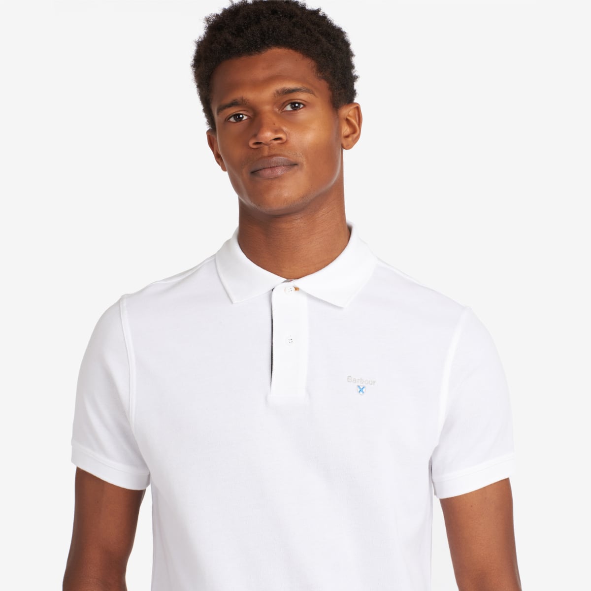 Barbour Tartan Pique Men's Polo Shirt | White Dress