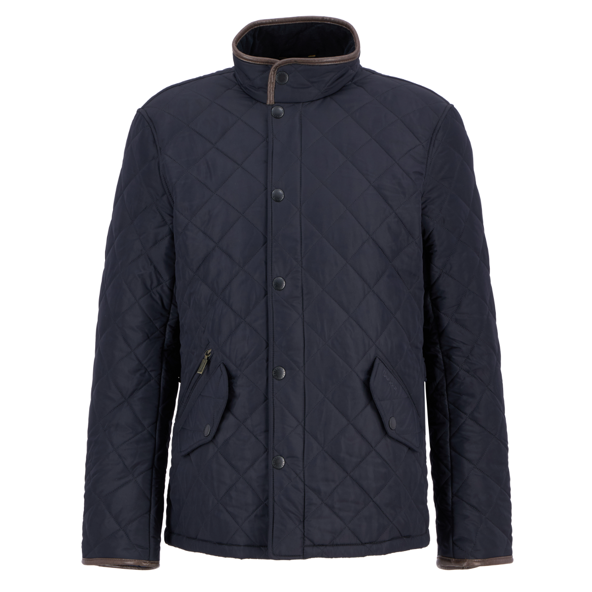 Front view of Barbour Powell Quilted Jacket in navy