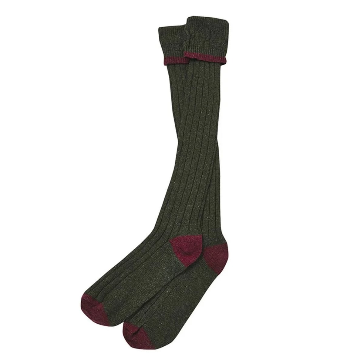 Barbour Contrast Gun Stockings | Olive / Cranberry