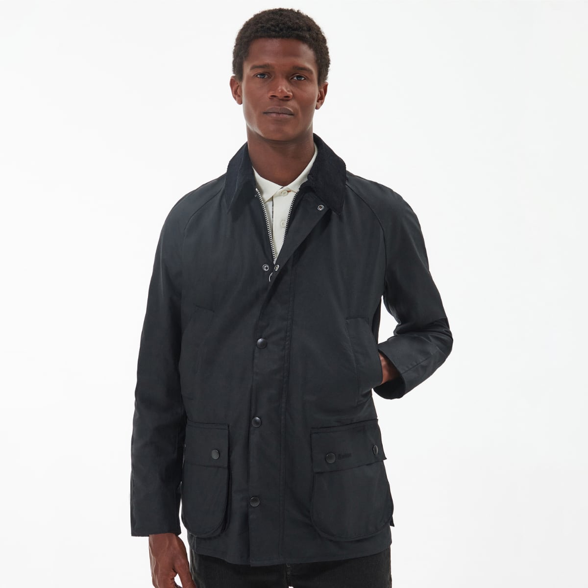 Barbour Ashby Men's Waxed Jacket | Black (Classic Tartan lining)