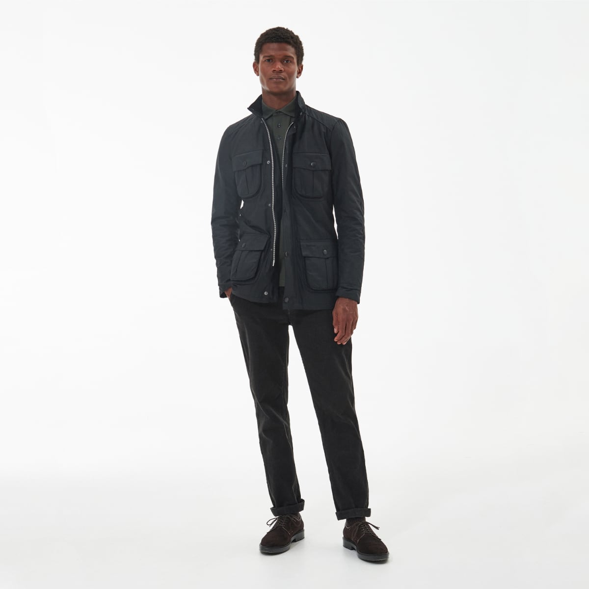 Barbour Corbridge Men's Waxed Jacket | Black (Classic Tartan Lining)