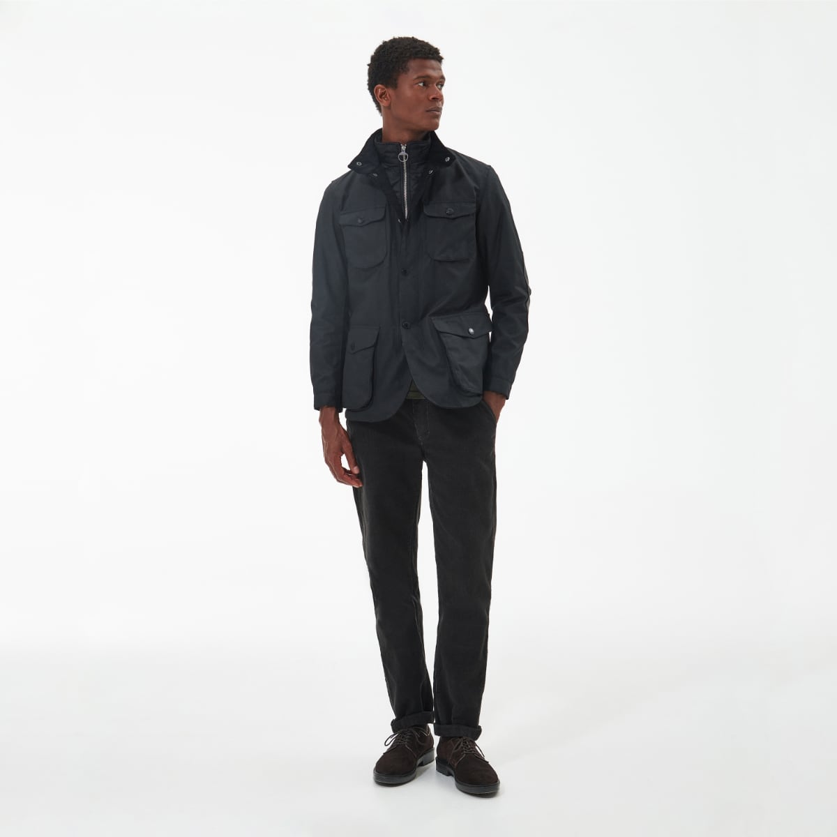 Barbour Ogston Men's Waxed Jacket | Black (Classic Tartan lining)