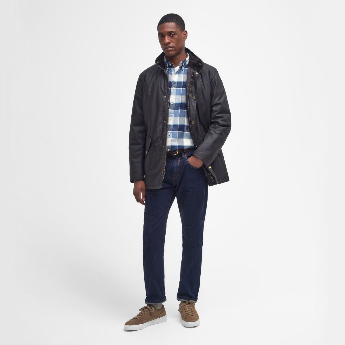 Model wearing Prestbury jacket