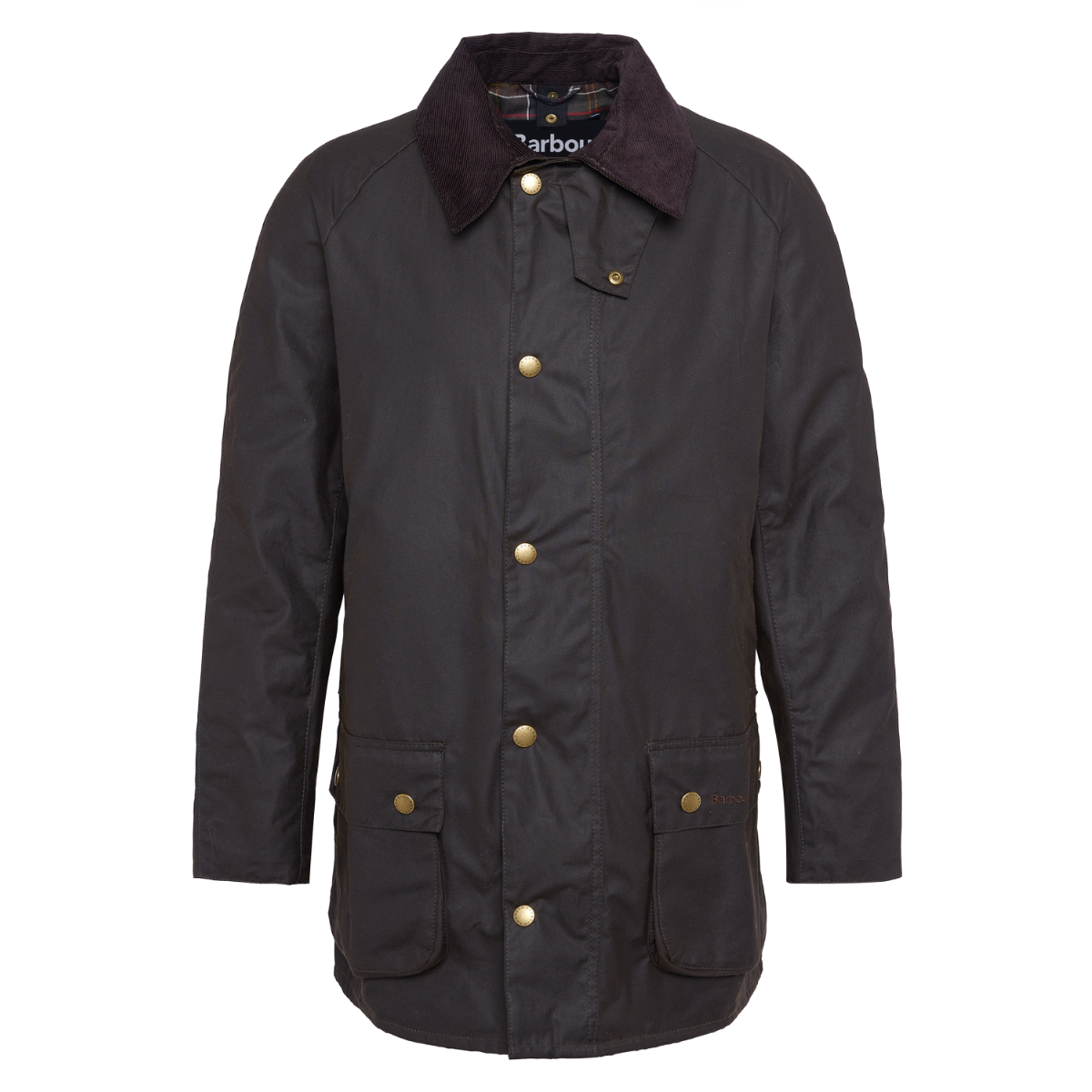 Barbour Beausby Men's Waxed Jacket front view in olive
