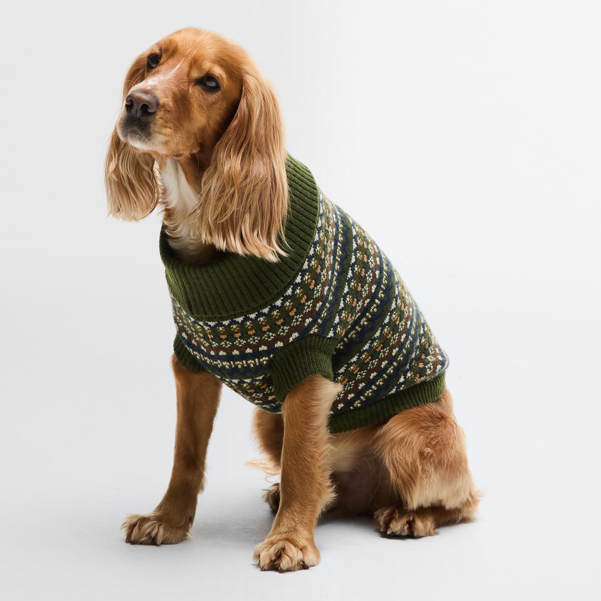 Barbour Marlow Fair Isle Dog Jumper | Olive