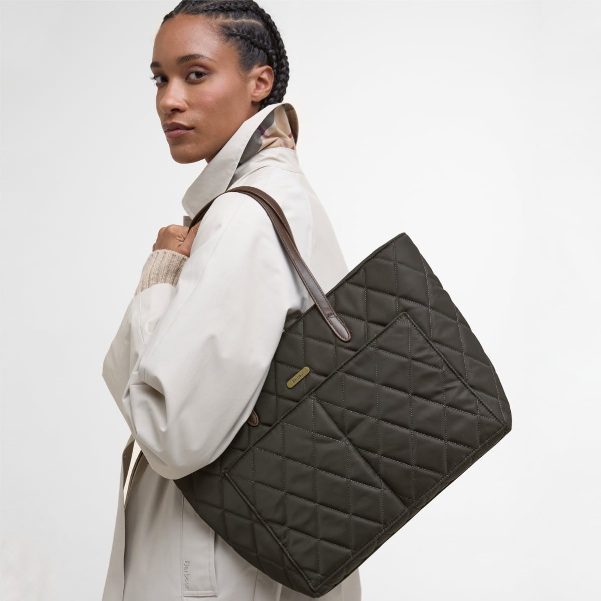 Barbour Quilted Tote Bag | Olive