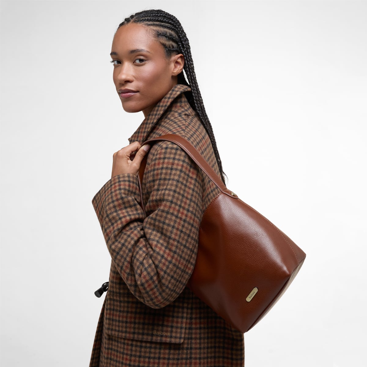 Barbour Cedar Leather Bucket Bag | Brown