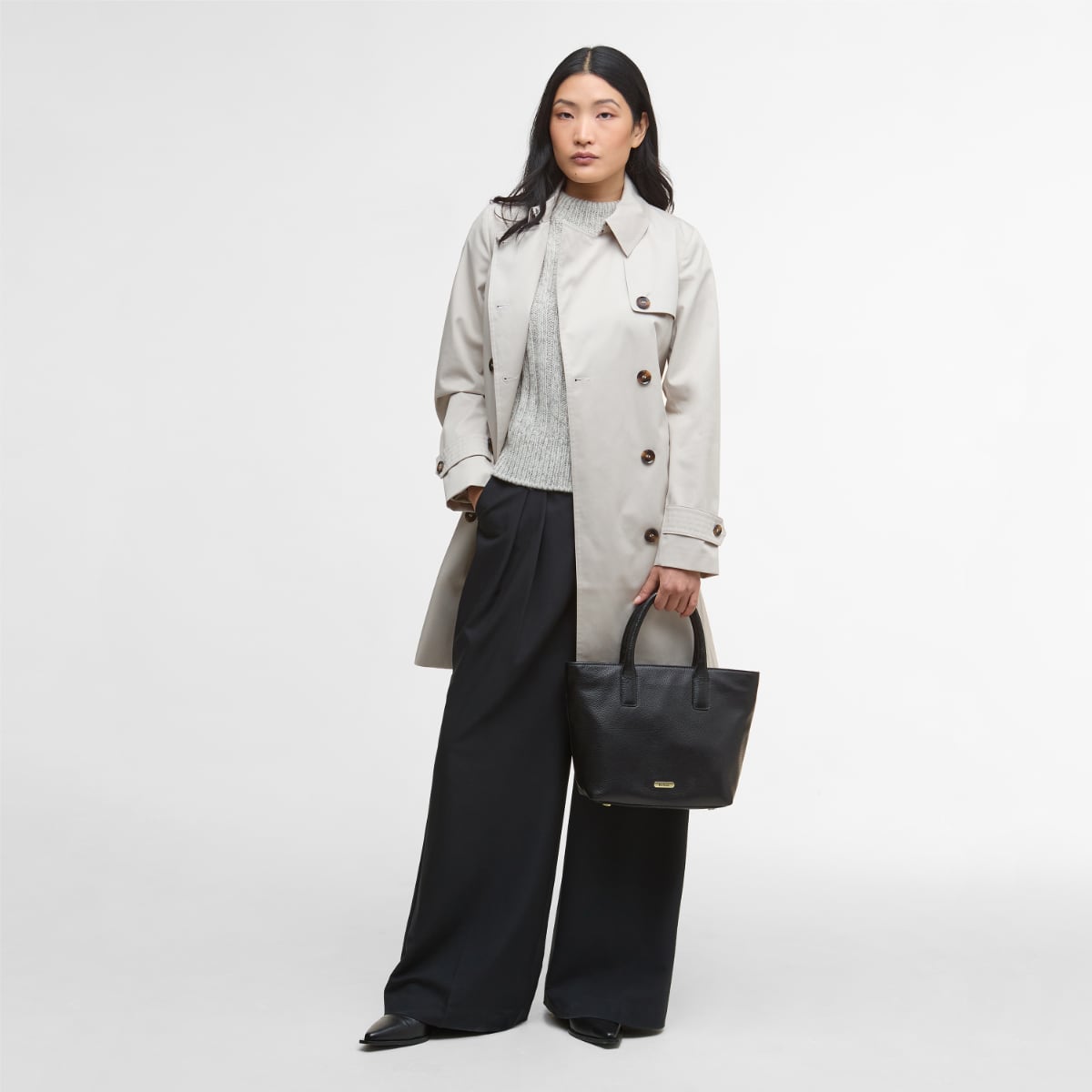 Barbour Birch Leather Tote Bag | Black