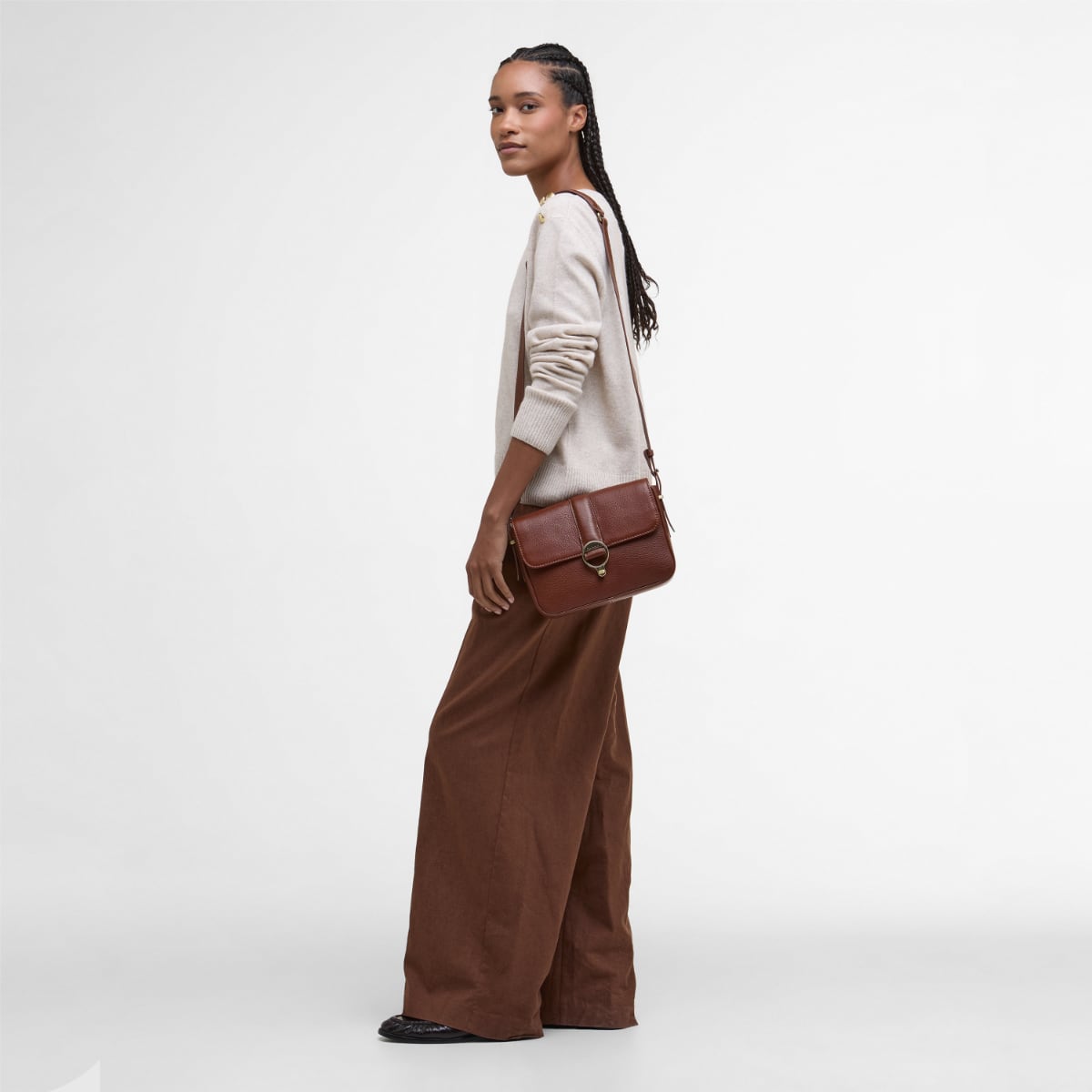 Barbour Rosa Leather Crossbody Bag | Brown