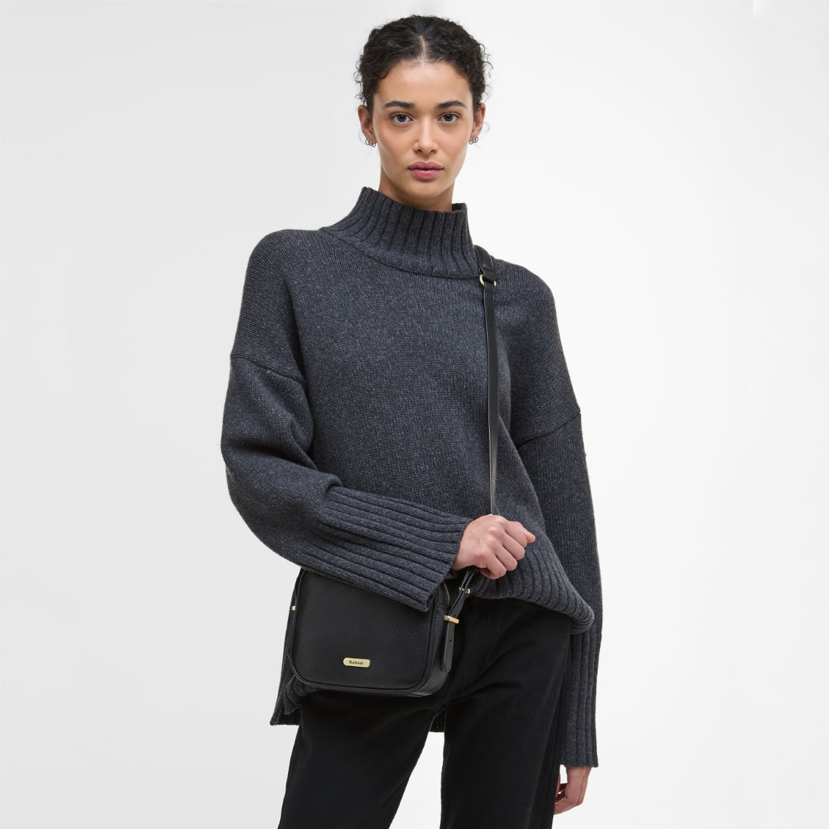 Barbour Daphne Leather Crossbody Bag | Black